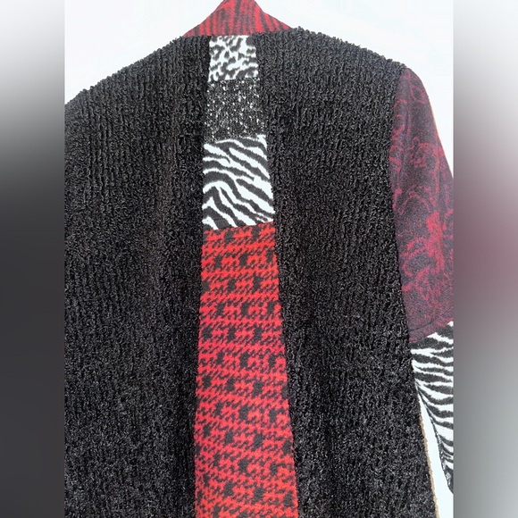 Ali Miles women's mixed material patchwork button down dress coat sweater - Picture 6 of 14